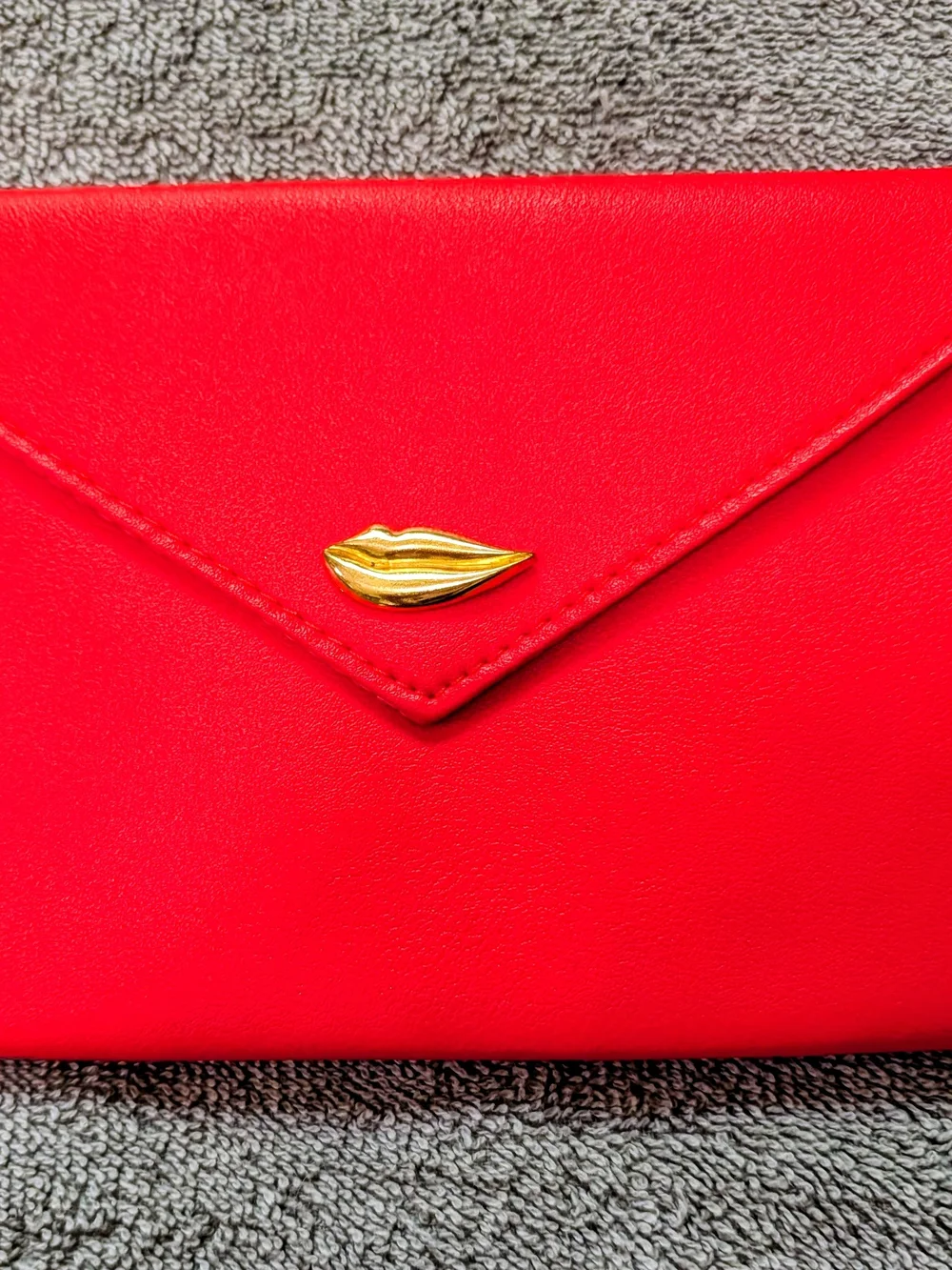 3/$15 ipsy Red Cosmetic Pouch with Gold Lettering - 
